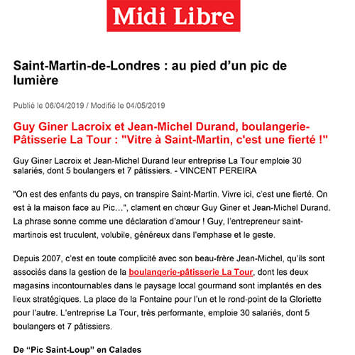 Article de presse Midi Libre JUIN 2019